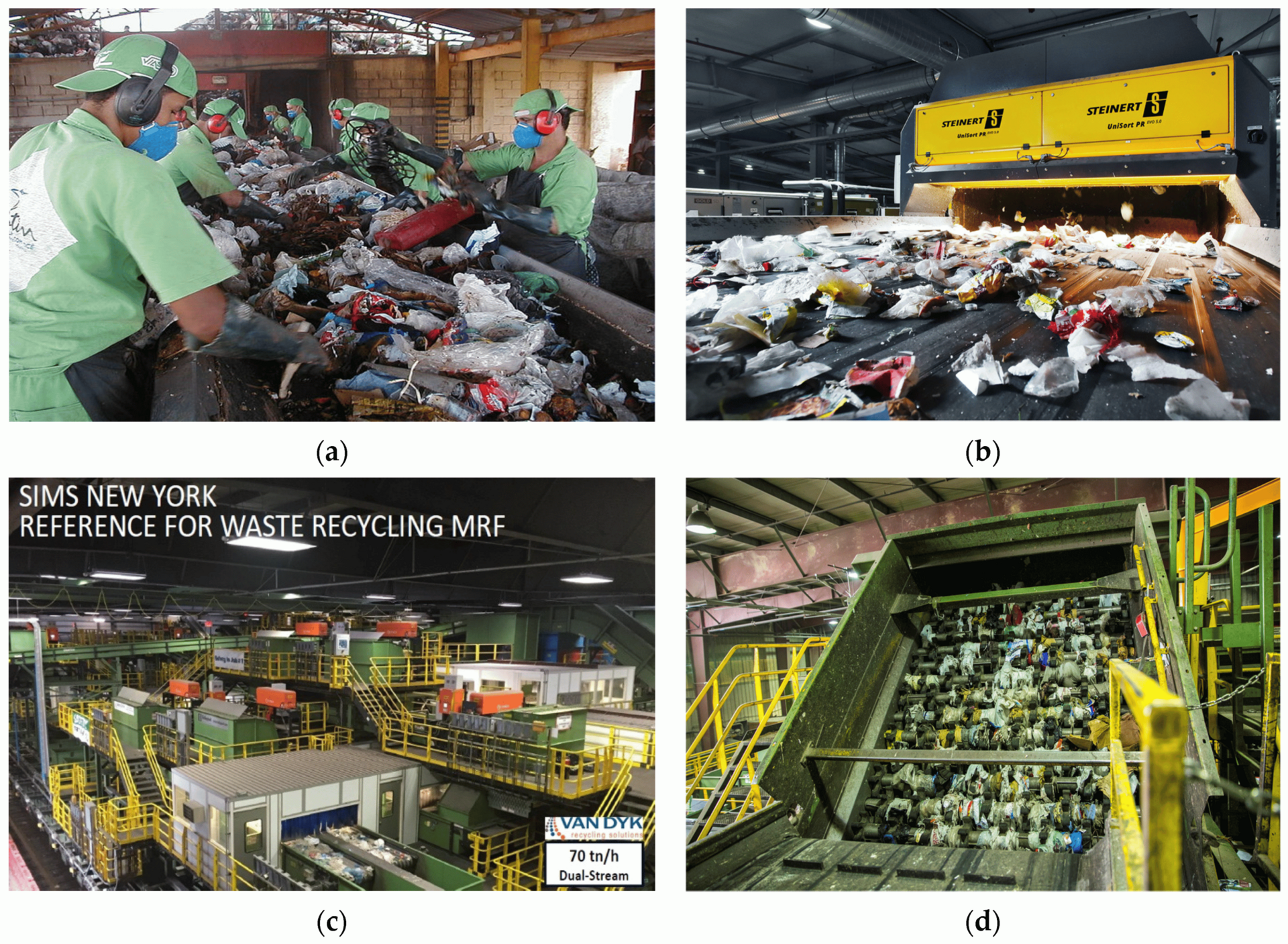 Plastic waste being separated for recycling